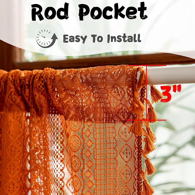 Sutuo Home Terracotta Boho Short Curtains - Image 4