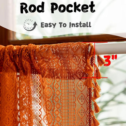 Sutuo Home Terracotta Boho Short Curtains - Image 4