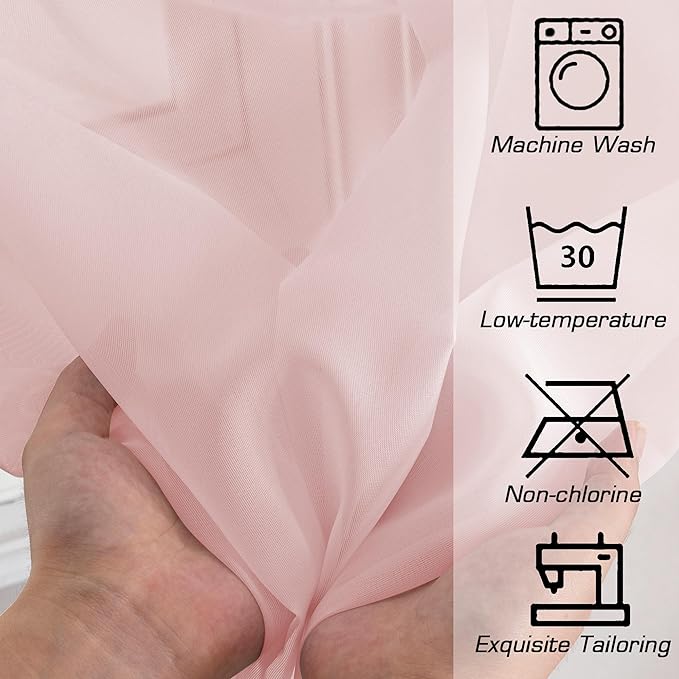 Simplebrand Blush Sheer Curtains 72 Inches Long 2 Panels - Image 7
