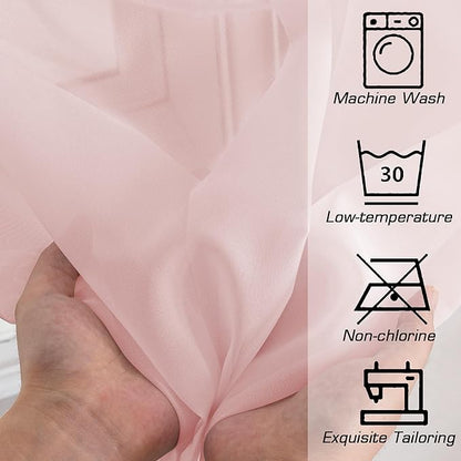 Simplebrand Blush Sheer Curtains 63 Inch Length 2 Panels, Rod Pocket Solid - Image 7