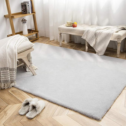 Ashler Faux Fur Rug, Ultra Soft Faux Rabbit Fur, 5 x 7 Feet Rectangle, Machine - Image 6
