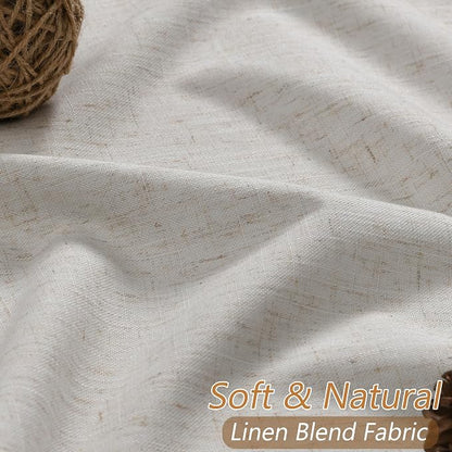 Light Beige Linen 100% Blackout Curtains 96 Inches Long Floor to Ceiling Drapes - Image 3