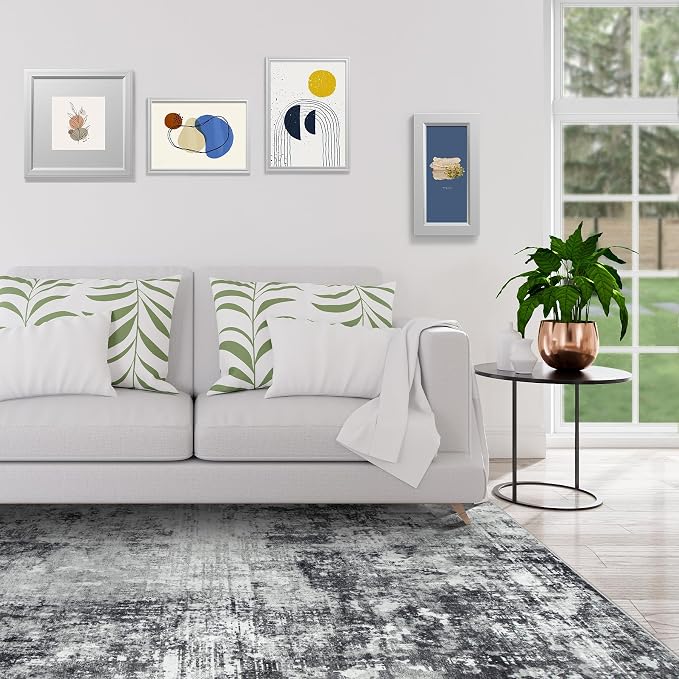9x12 Area Rugs for Living Room Bedroom Dining Room Washable Black Grey | Soft - Image 3