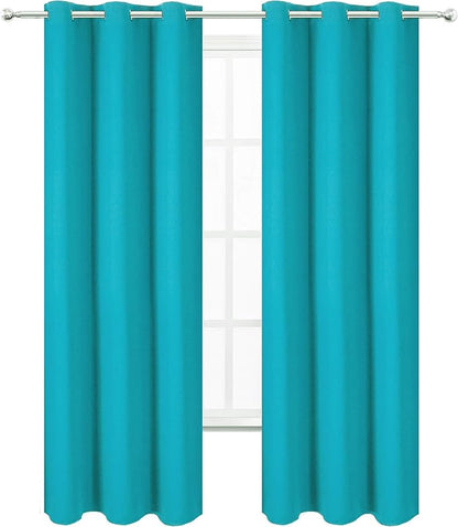 Teal Thermal Blackout Curtains/38 x 84 Inch/Set of 2 Panels Room Darkening - Image 2