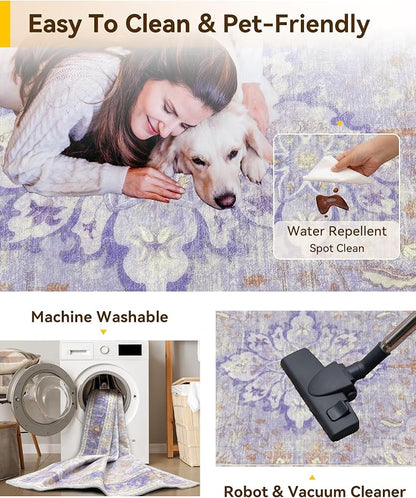 RELEANY Washable Area Rug, Square 10'x10', Water Repellent, Pet Friendly - Image 3