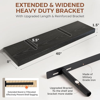Dreamland 40 Inch Black Floating Shelves - Image 3