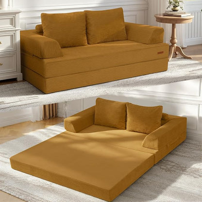 COMAX Convertible Sofa Bed Queen, Folding Floor Couch Corduroy Fold Out Couch by COMAX