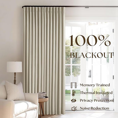 Burlywood Birch 100% Blackout Pinch Pleated Linen Curtains 105 Inches Long | - Image 3