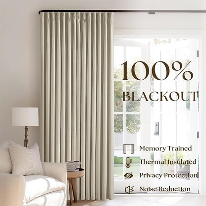 Burlywood Birch 100% Blackout Pinch Pleated Linen Curtains 96 Inches Long | - Image 3