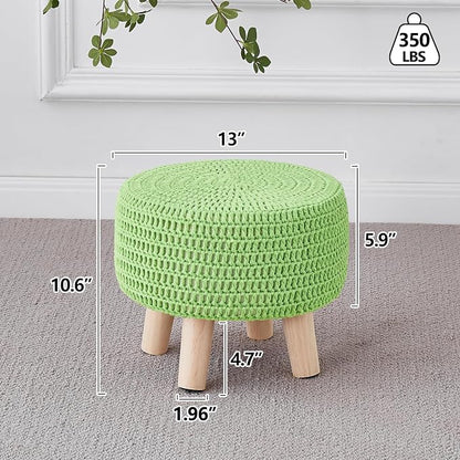 Wimarsbon Pouf Ottoman, 100% Cotton Knitted Boho Footstool, Round Footrest - Image 3