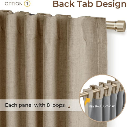 INOVADAY Extra Wide 100% Blackout Linen Curtains 102x96 Earthy Beige | Linen - Image 3