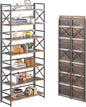 4NM 7 Tiers No Assembly Book Shelves, 72.4" H Folding Bookshelf Bookcase Open by 4NM