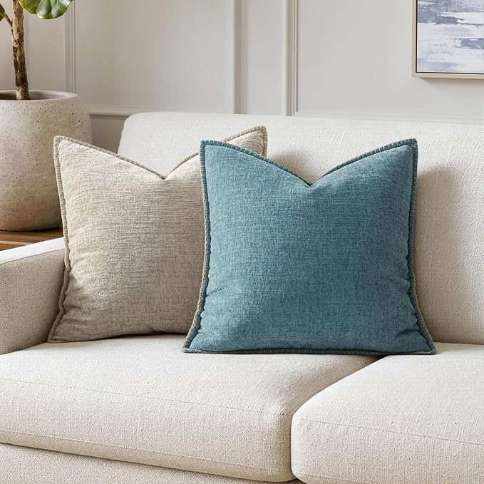 MIULEE Decorative Couch Throw Pillow Covers 20x20 Inch Smoke Blue 2 Pack | - Image 4