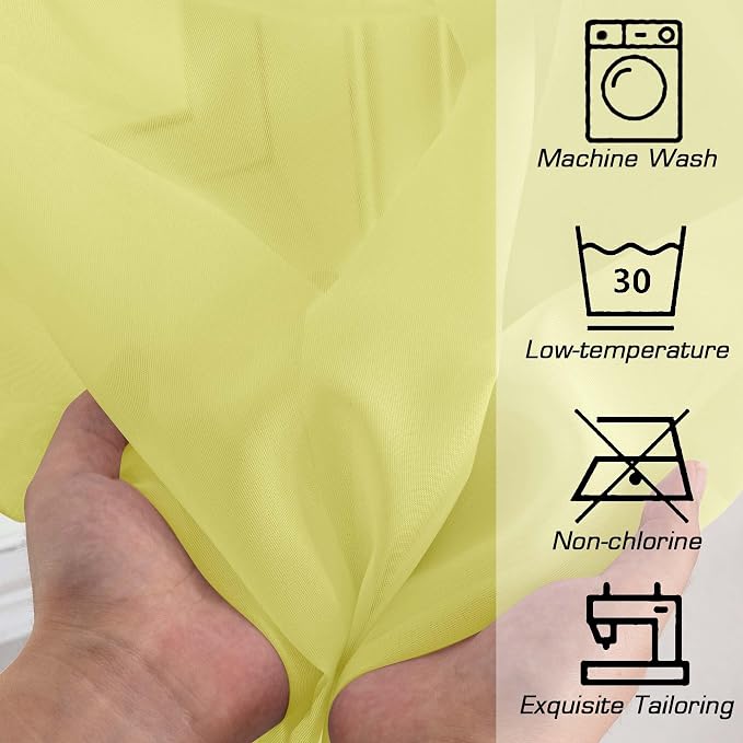 Simplebrand Lemon Sheer Curtains 72 Inches Long 2 Panels - Image 7
