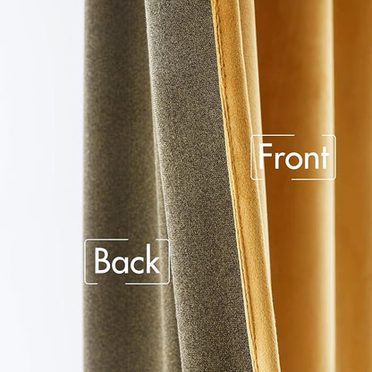 MIULEE Velvet Blackout Curtains 52x108 inches 2 Panels Mustard Yellow | Luxury - Image 6
