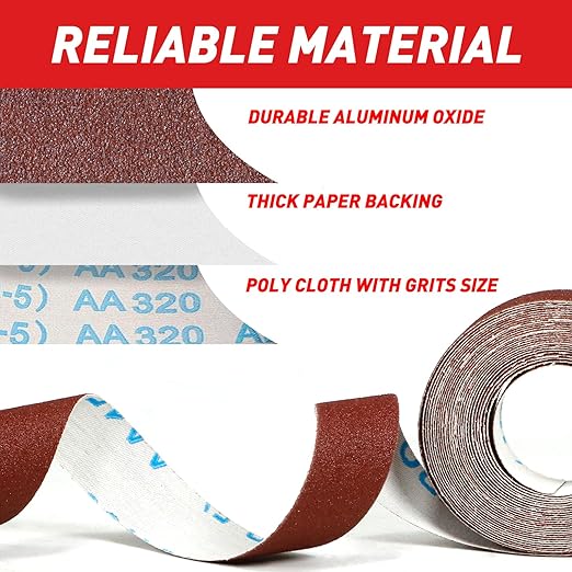 Emery Cloth Roll, 240 Grit Sandpaper Roll, Wet and Dry Emory Cloths - Image 2