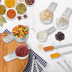 18PCS Measuring Cups and Spoons Set, Includes 7 Stainless Steel Nesting Cups, 6 Rectangular & 5 Mini Measuring Spoons Fits Narrow Jars, Kitchen Gadgets for Cooking & Baking