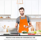 GREEN LIFESTYLE 12 Pack Professional Chef Apron – Grilling Aprons for Men, Waterproof Cooking Apron for BBQ, Work or Restaurant Use, Kitchen Aprons for Women – Orange, No Pockets