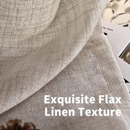 YoungsTex Natural Linen Semi Sheer Curtains 38 x 63 Inch Length 2 Panels | - Image 4