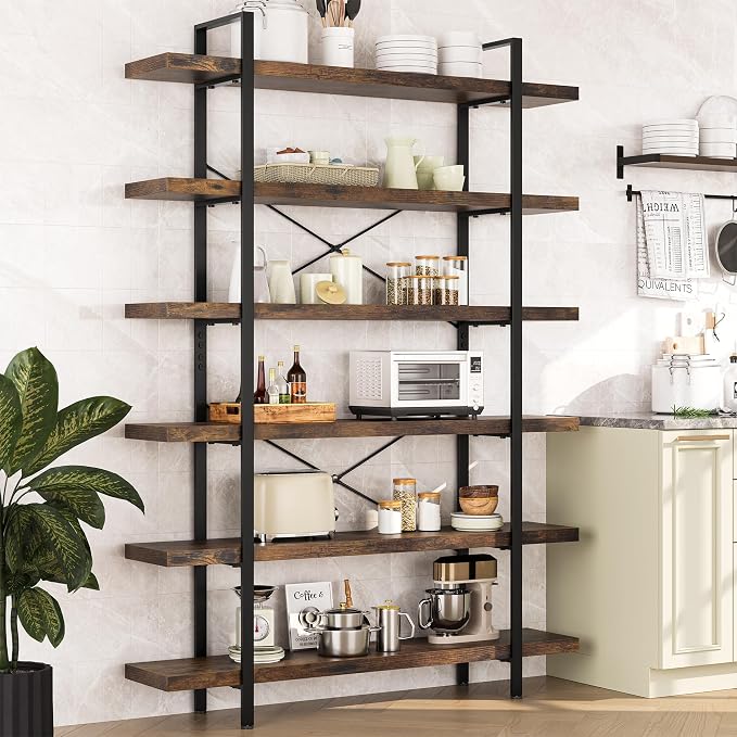 OtterOasis Bookshelf Set of 2, Heavy Duty 6-Tier Industrial Bookcase, 120lbs - Image 8