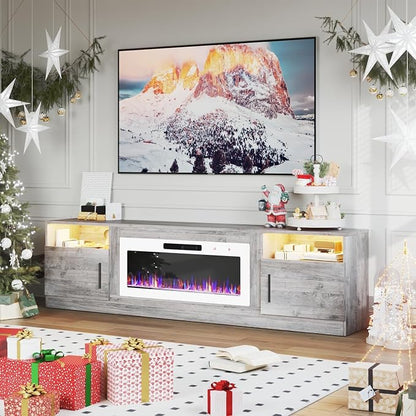 PRETZI Fireplace TV Stand with 36" Fireplace Up to 90" TVs, Remote Control - Image 7