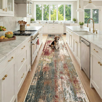 RELEANY Washable Runner 2'6"x12' Abstract Area Rug by RELEANY