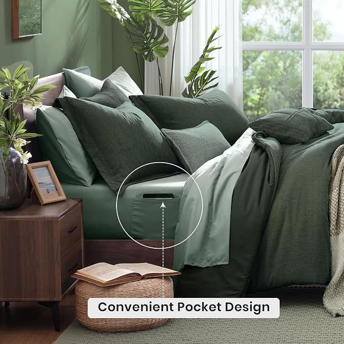 Monbix King Size Comforter Set, Deep Forest King Size Bedding Set Reversible - Image 4