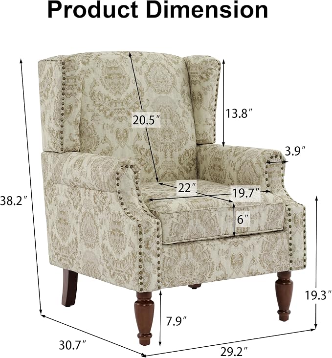 Pia Ricco High Back Floral Accent Chair - Image 2