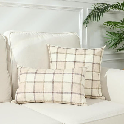 Stellhome Pack of 2 Fall Lumbar Linen Buffalo Check Throw Pillow Covers Autumn - Image 5
