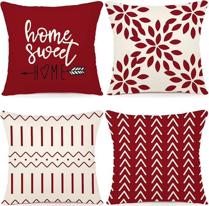 YCOLL Christmas Pillow Covers 16x16 Set of 4, Modern Sofa Throw Pillow Cover by PillowCoversExpert