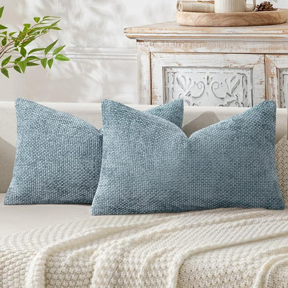 MIULEE Decorative Lumbar Throw Pillow Covers 12x20 Inch Coastal Blue 2 Pack | by MIULEE