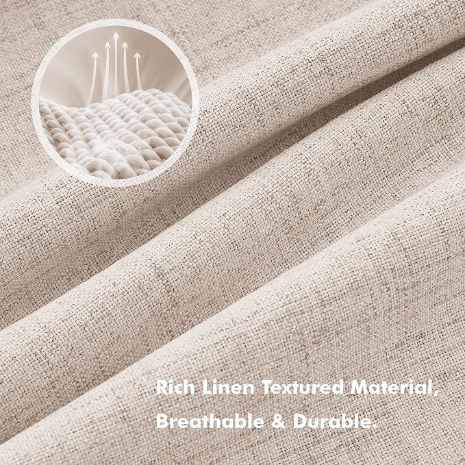 MIULEE 100% Blackout Linen Curtains 42 x 90 Inch Natural 2 Panels | Thermal - Image 3