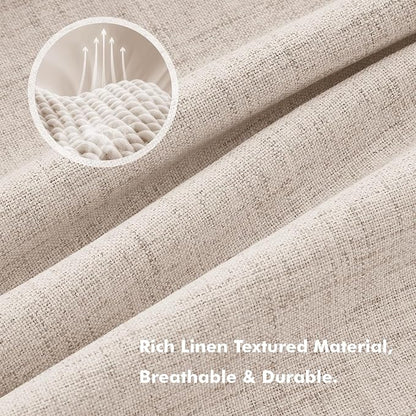MIULEE 100% Blackout Linen Curtains 42 x 84 Inch Natural 2 Panels | Thermal - Image 3