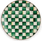 MACKENZIE-CHILDS Enamel Charger Plate, Charger Decoration for Dinner Plates or Home Decor, 12 Inches, Green-and-White Emerald Check