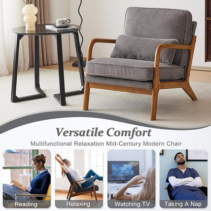 VINGLI Upgraded Premium Corduroy Accent Chairs Set of 2, Upholstered Arm Chair - Image 8