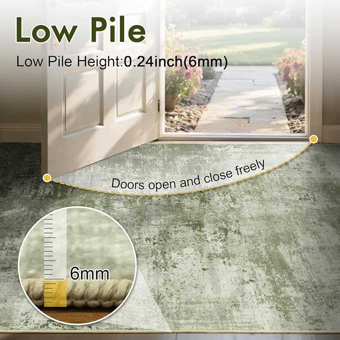 2x6 Ft Washable Runner Rug, Non-Slip Low Pile Hallway Kitchen Area Rug - Image 7