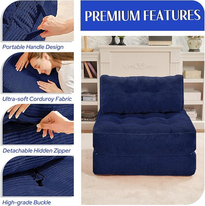 HABUTWAY Folding Sofa Bed, Convertible Sleeper Chair Bed w/Dual-Pillow & Handle - Image 6