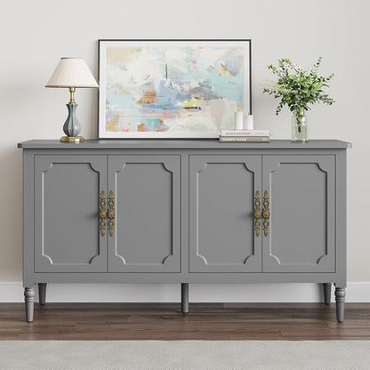 FansaFurn Sideboard with 4 Doors, Mid-Century Console Table with Adjustable - Image 3