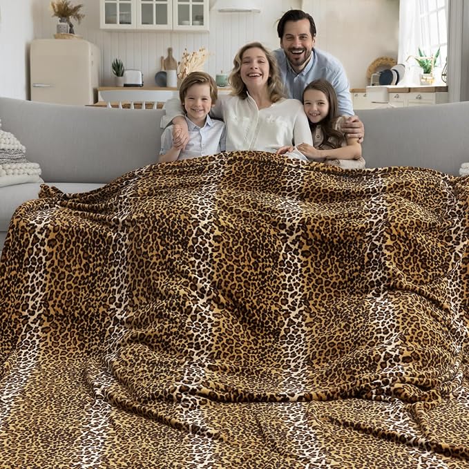 Edenleaf Fleece Queen Size Super Soft Cozy Leopard Print Blanket by Edenleaf
