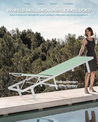 Pool Lounge Chairs Set of 2, Aluminum Outdoor Lounge Chairs - Image 3