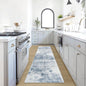 2'6''x8' Runner Rugs Washable Rug:Modern Abstract Hallway Blue White Carpet | by GENTDRIZZ
