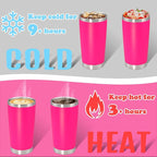 20 oz Tumbler with lid Double Wall Vacuum Insulated Tumblers Stainless Steel Coffee Mug Travel Coffee Tumbler Powder Coated Tumbler Cup Keep Hot&Cold - (Hot Pink 12 Pack)