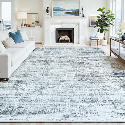 6x9 Washable Area Rug for Living Room Bedroom: Non-Slip Modern Black Grey | - Image 8