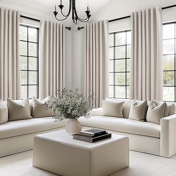 Topfinel Linen Beige Blackout Curtains 84 Inch Long 2 Panels, Linen Blend - Image 5