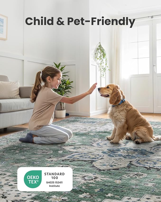 AMADA HOMEFURNISHING 5x7 Area Rugs, Washable Living Room Rug Low-Profile - Image 4