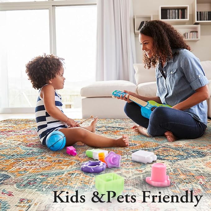 Lahome Moroccan 5x8 Area Rug, Ultra-Thin Washable Rugs - Image 7