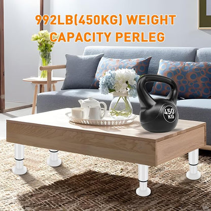4 Pcs Adjustable Height Furniture Legs 4.72-7.48 inch, Metal Adjustable - Image 5