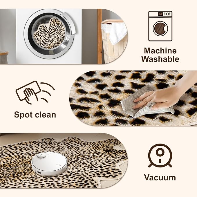 Cheetah Print Rug, Leopard Rug 5.2x7 Faux Animal Print Skin Cheetah Area Rug - Image 4