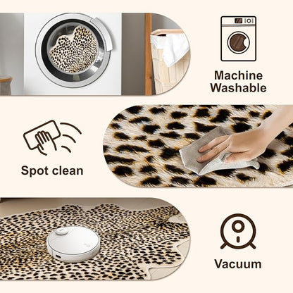 Cheetah Print Rug, Leopard Rug 5.2x7 Faux Animal Print Skin Cheetah Area Rug - Image 4