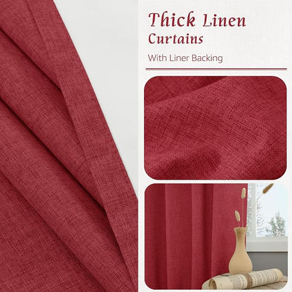 63 Inch Length 100% Blackout Linen Curtains - Image 7